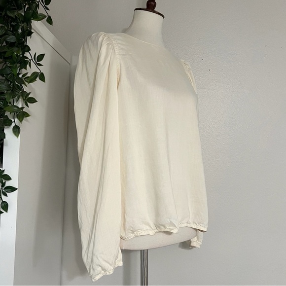 Rebecca‎ Taylor Puff Sleeve Top Long Sleeve Cream Beige Blouse - Picture 5 of 12